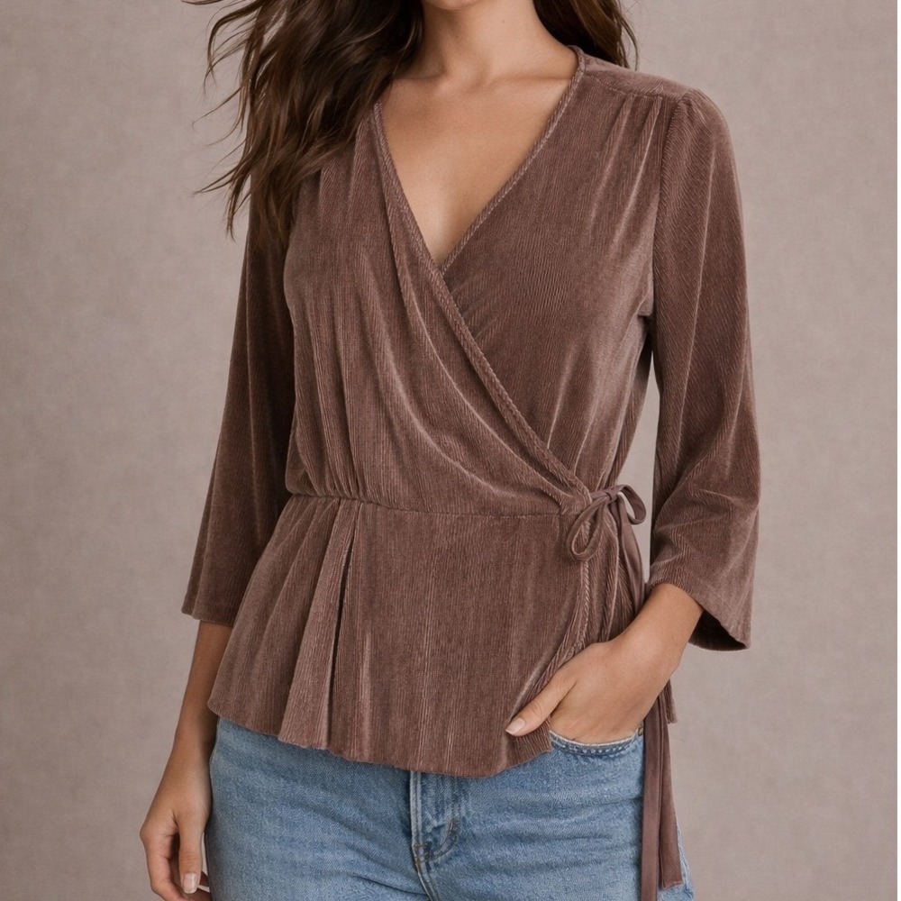 J.O.A‎ LOS ANGELES V NECK WRAP BLOUSE WOMAN'S SIZE SMALL W1